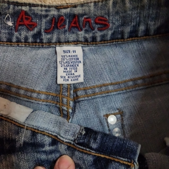 AB Jeans Rhinestone trim Boot cut Flare sz 11 - Picture 6 of 6